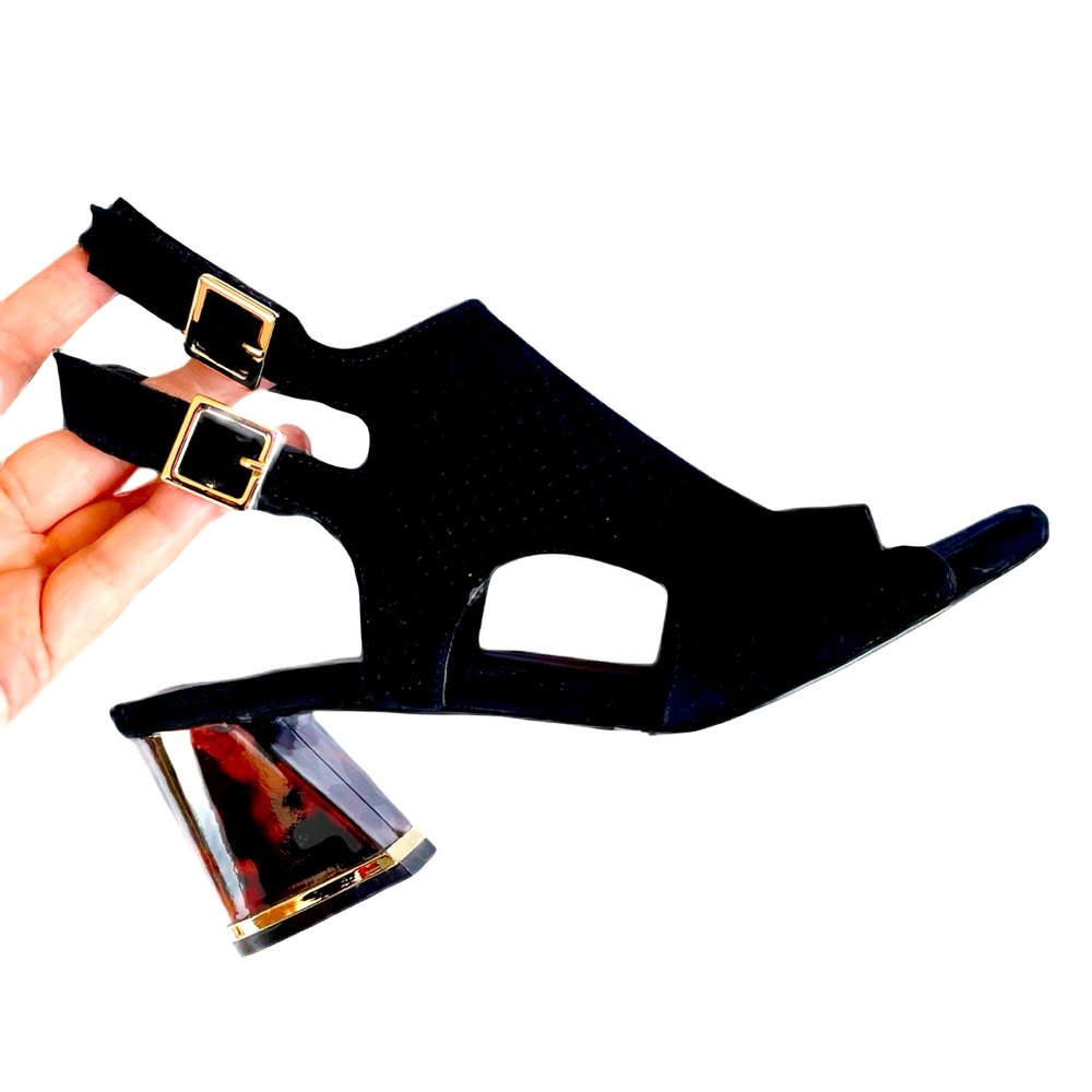 Vaneli Black Strappy Block Heels